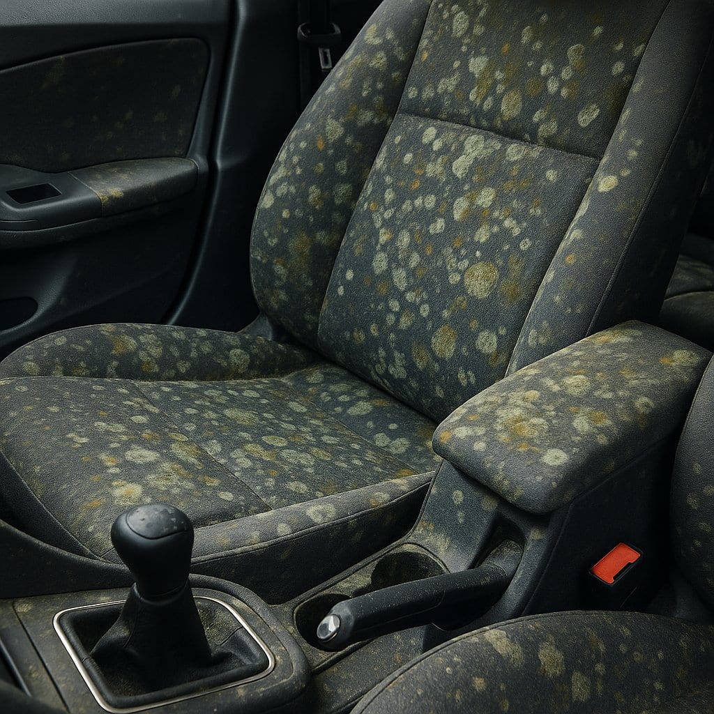 Water-damaged interior being restored after flood damage