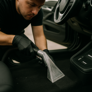 picture of car interior being shampooed