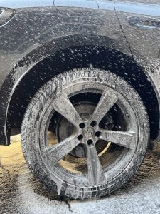 Wheel being washed
