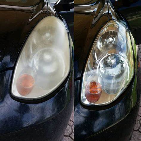 before and after headlight restoration